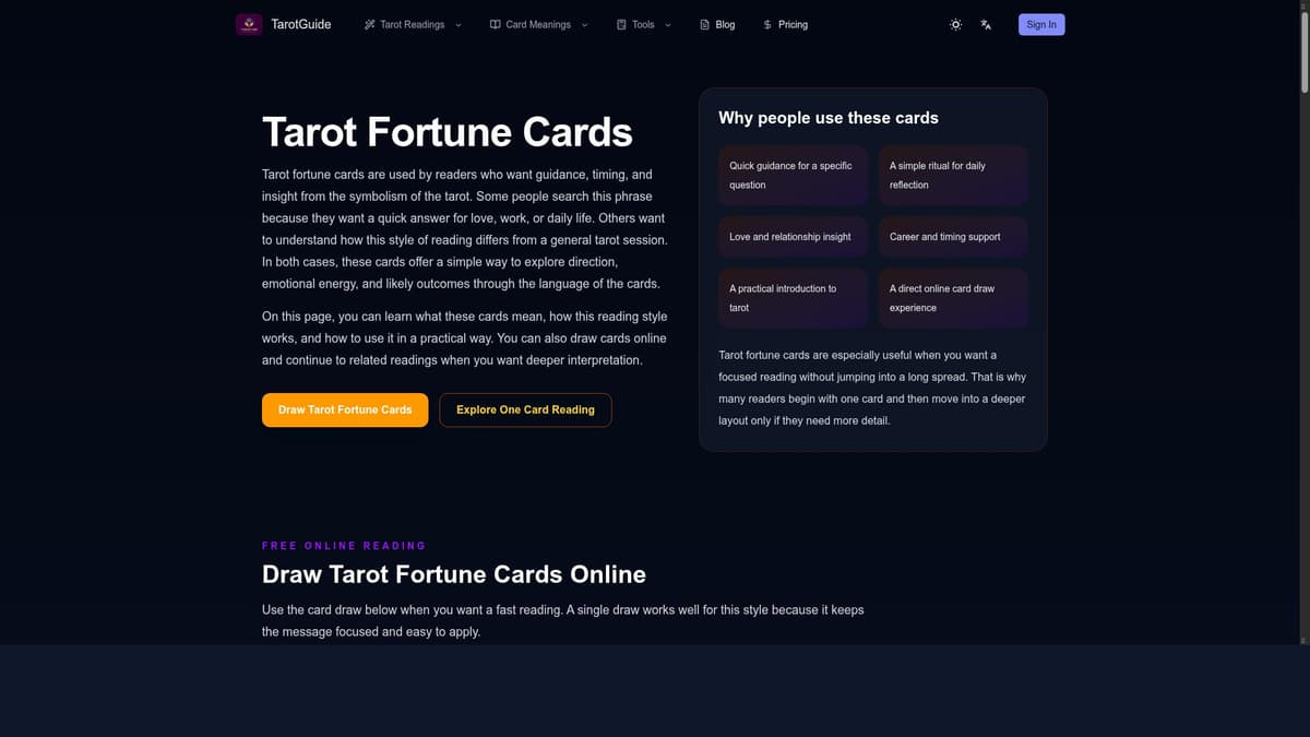 Tarot Fortune Cards